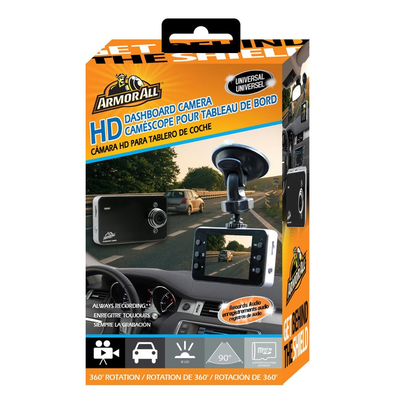 Armor All HD Dash Camera, 1080P Car Dashboard Camera with Suction Mount, Motion Detection, Night Vision IR, 2.4â€ LCD Screen, Supports Micro SD up to 32GB - Image 1